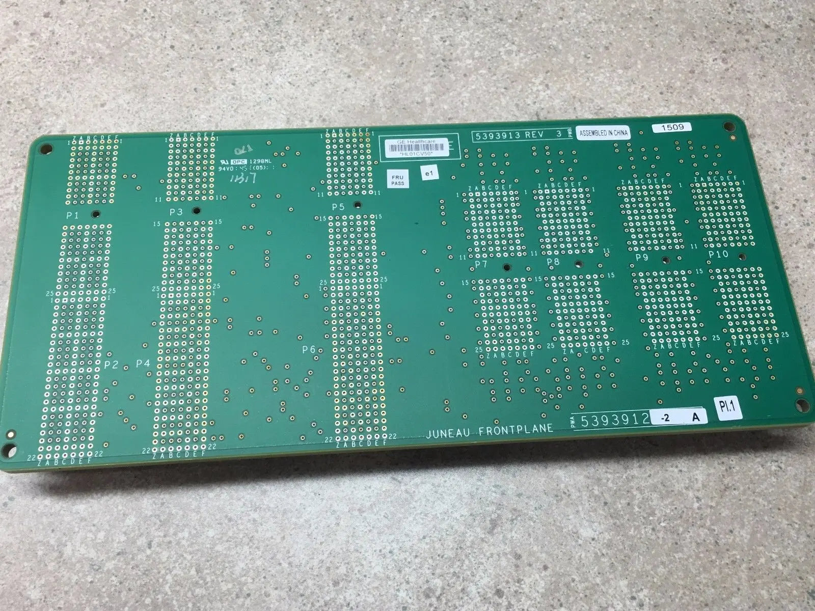 JUNEAU FRONTPLANE CIRCUIT BOARD ASSEMBLY GE Ultrasound P/N 5393912 DIAGNOSTIC ULTRASOUND MACHINES FOR SALE