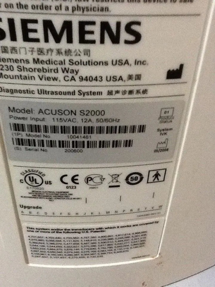 2009 2008 SIEMENS Acuson S2000 ULTRASOUND SYSTEM. NO probe. USED. WORKS FINE DIAGNOSTIC ULTRASOUND MACHINES FOR SALE