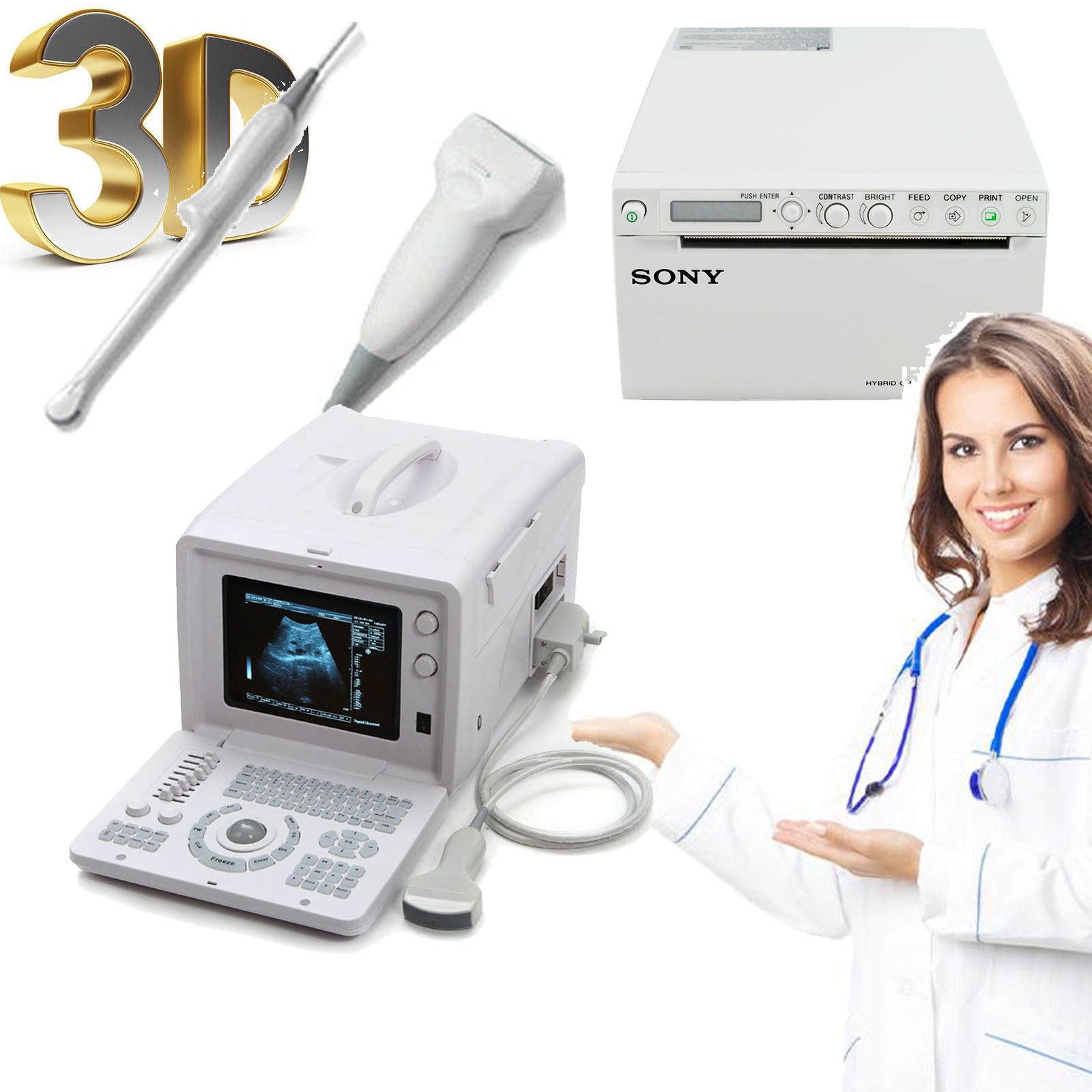 Handheld Ultrasound Scanner+Linear,Transvaginal,Convex 3 Probes+Terminal Printer 190891931498 DIAGNOSTIC ULTRASOUND MACHINES FOR SALE