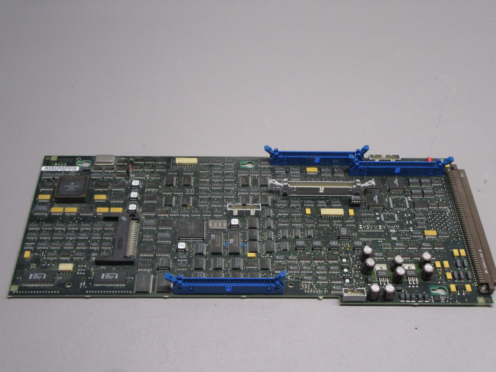 a close up of a computer motherboard on a table