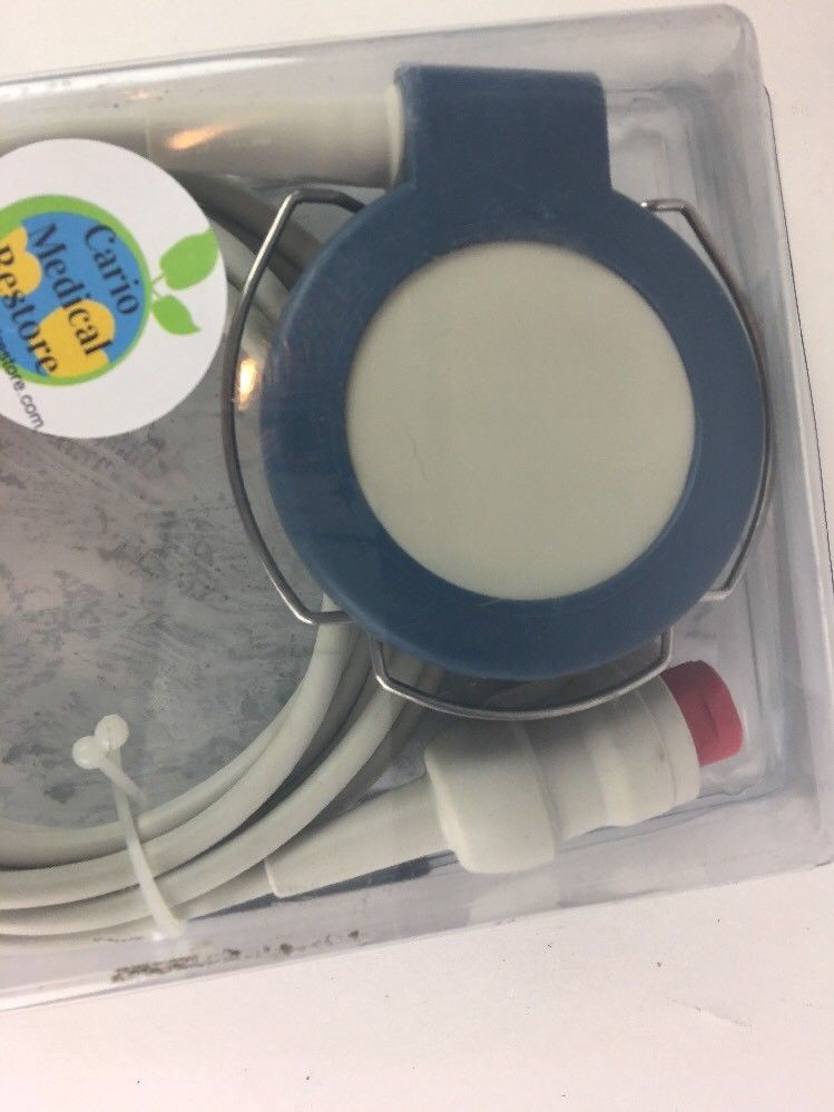 a blue and white object in a plastic container