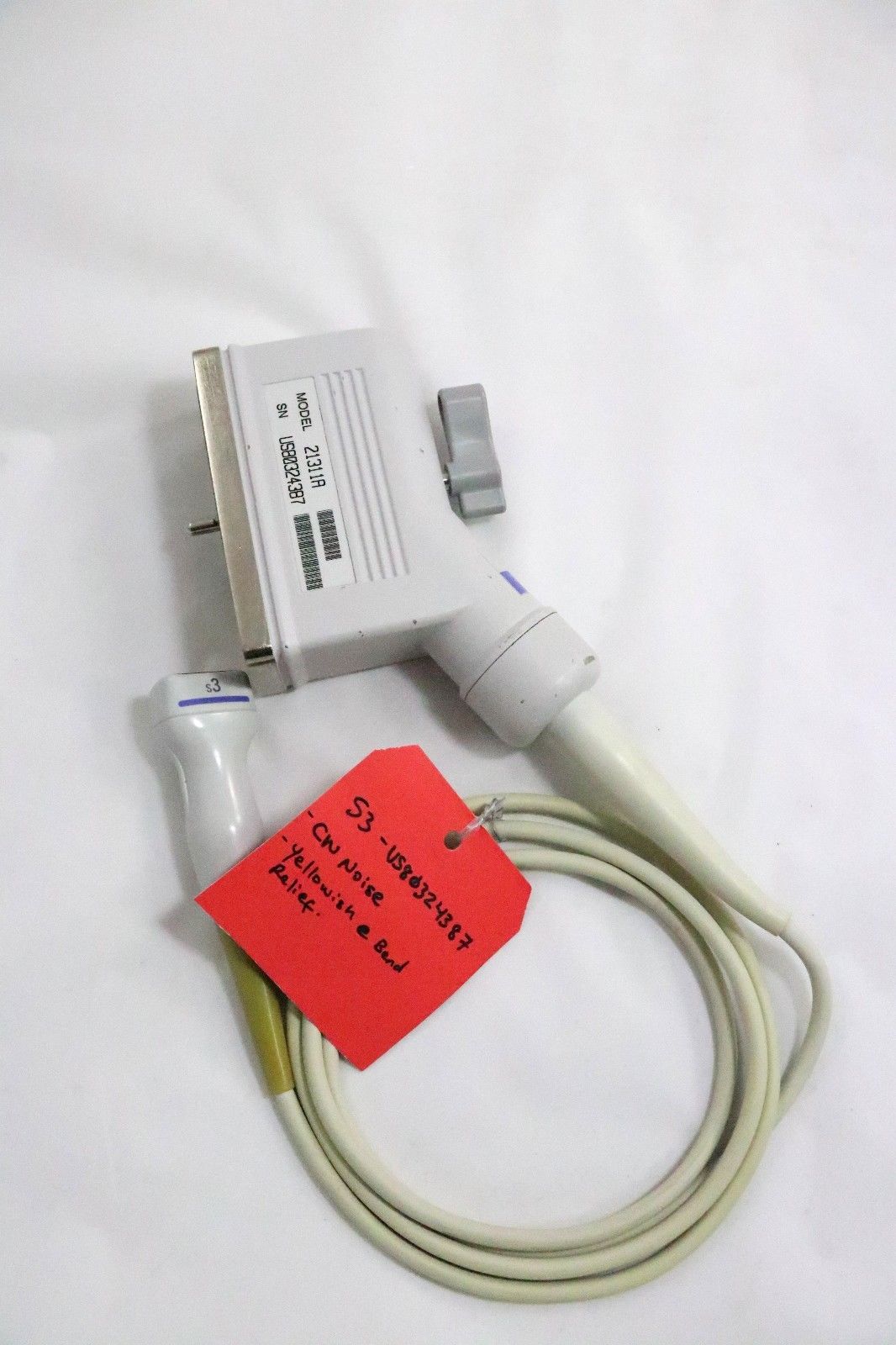 overehead probe white with red tag 3