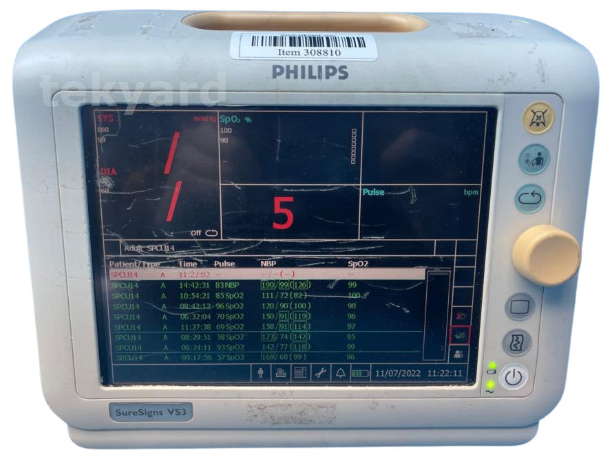 PHILIPS SURESIGNS VS3 VITAL SIGNS MONITOR WITH STAND, SPO2 & NIBP LEADS