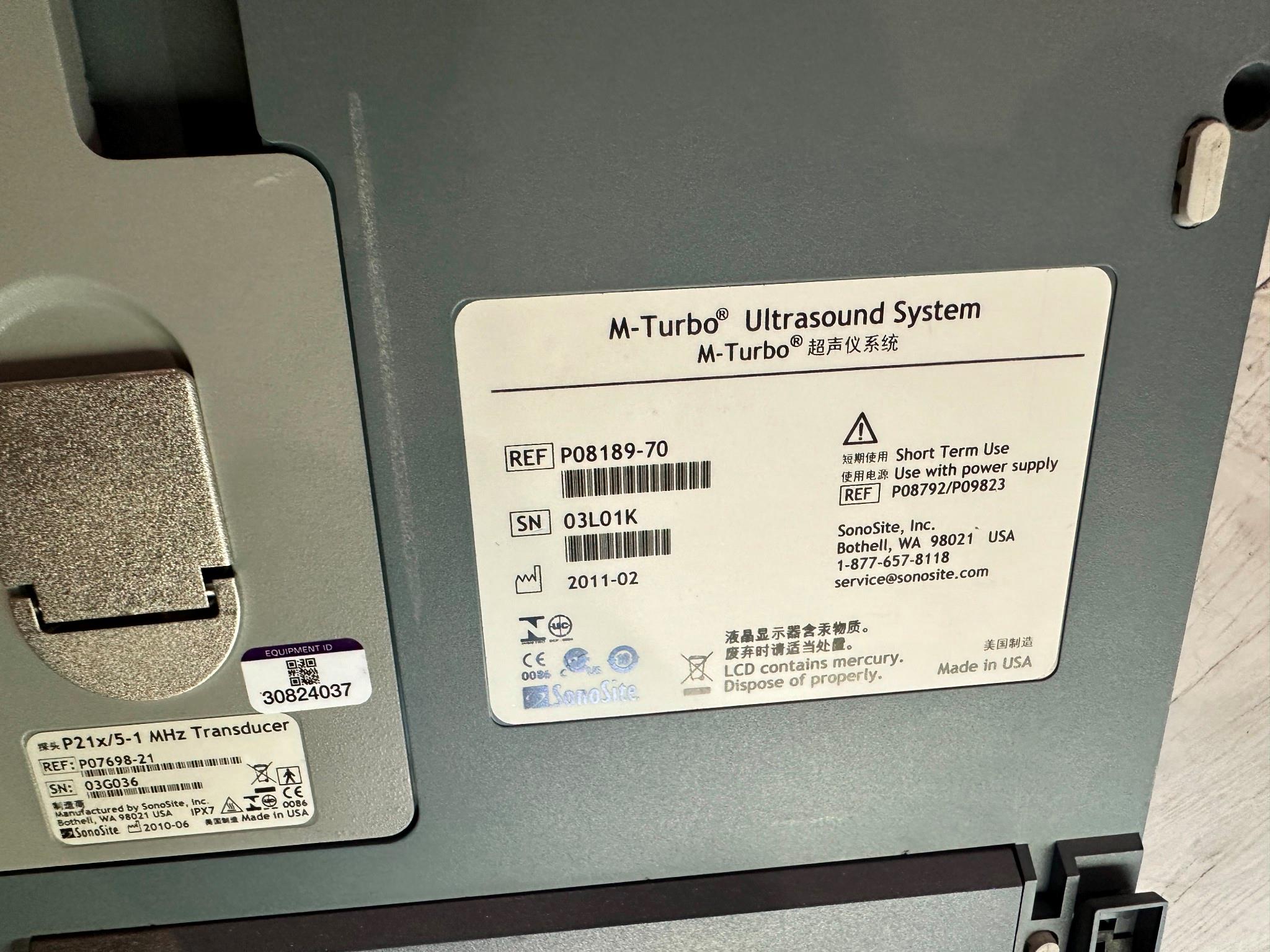 SonoSite M Turbo Ultrasound Machine 2011 With P21x Probe Warranty 6 Months DIAGNOSTIC ULTRASOUND MACHINES FOR SALE