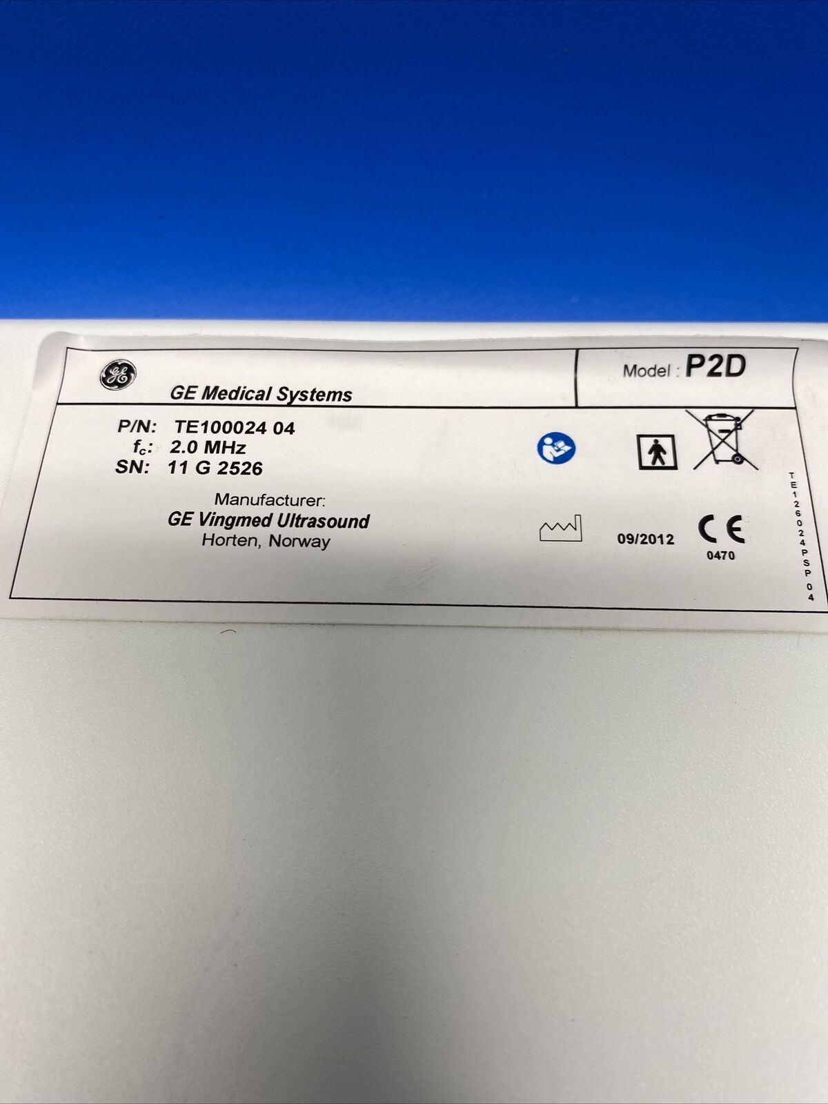 GE TE 100024 2.0 MHz Ultrasound Transducer DIAGNOSTIC ULTRASOUND MACHINES FOR SALE