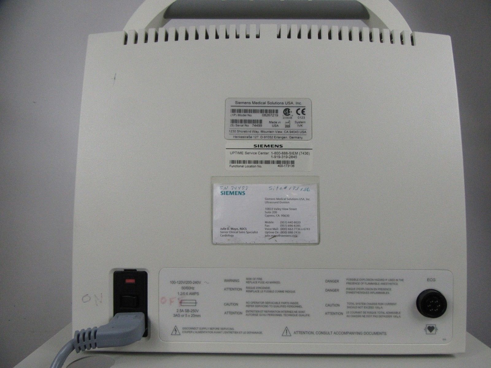 Acuson Cypress Ultrasound W/   Trolley / Cart DIAGNOSTIC ULTRASOUND MACHINES FOR SALE