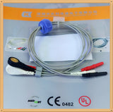 Din Style Safety ECG Leadwires 3 Leads,Grabber,AHA,L=0.7M