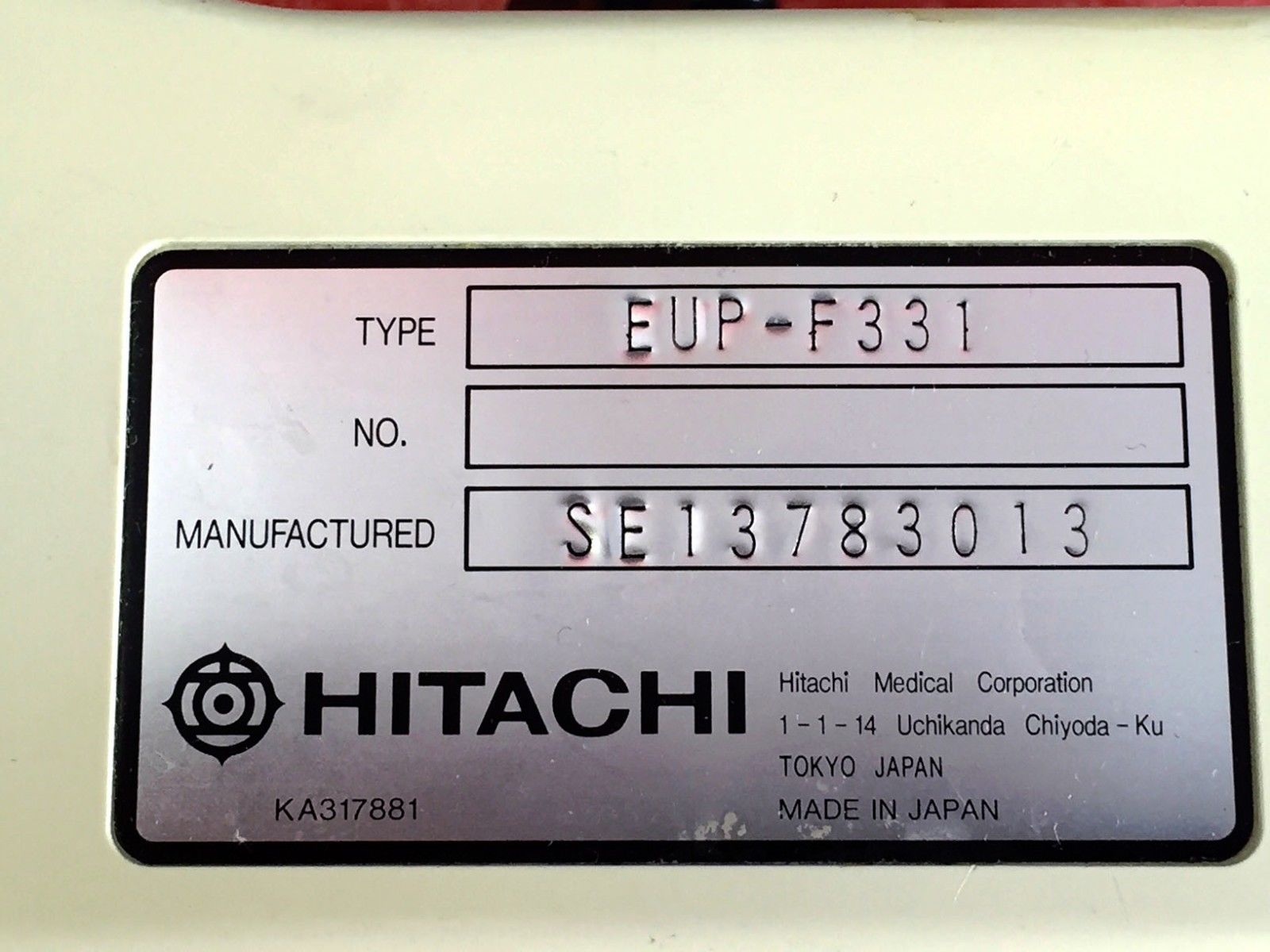 HITACHI  EUP-F331 6.5 MHz Finger Tip Ultrasound Probe DIAGNOSTIC ULTRASOUND MACHINES FOR SALE
