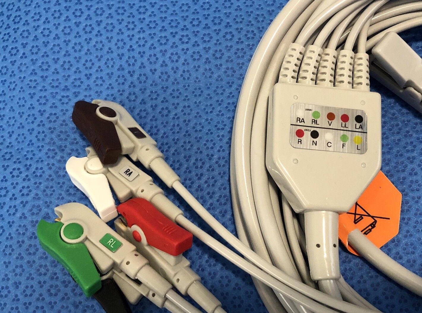 ECG EKG Cable 6 Pin 5 Leads Grabber AHA - Same Day Shipping - US Located DIAGNOSTIC ULTRASOUND MACHINES FOR SALE