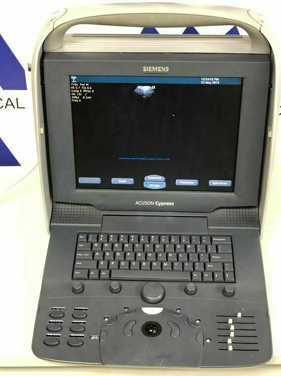 Siemens Acuson Cypress Portable Ultrasound Machine with 7V3c Probe Transducer DIAGNOSTIC ULTRASOUND MACHINES FOR SALE