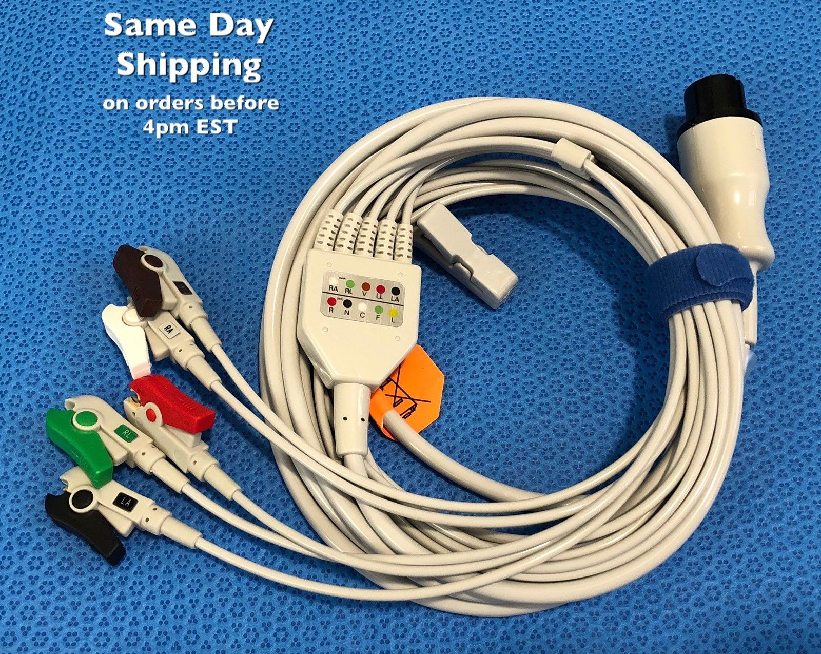 ECG EKG Cable 6 Pin 5 Leads Grabber AHA - Same Day Shipping - US Located DIAGNOSTIC ULTRASOUND MACHINES FOR SALE