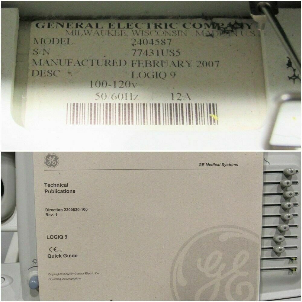 GE Model Logiq 9 2404587 Ultrasound Machine Power Issues For Parts or Repair DIAGNOSTIC ULTRASOUND MACHINES FOR SALE