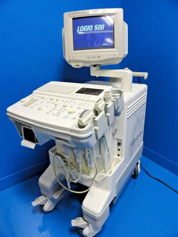 GE Logiq 500 Pro Series Ultrasound W/ C358, S222, LA39  Probes & Printer ~ 13875
