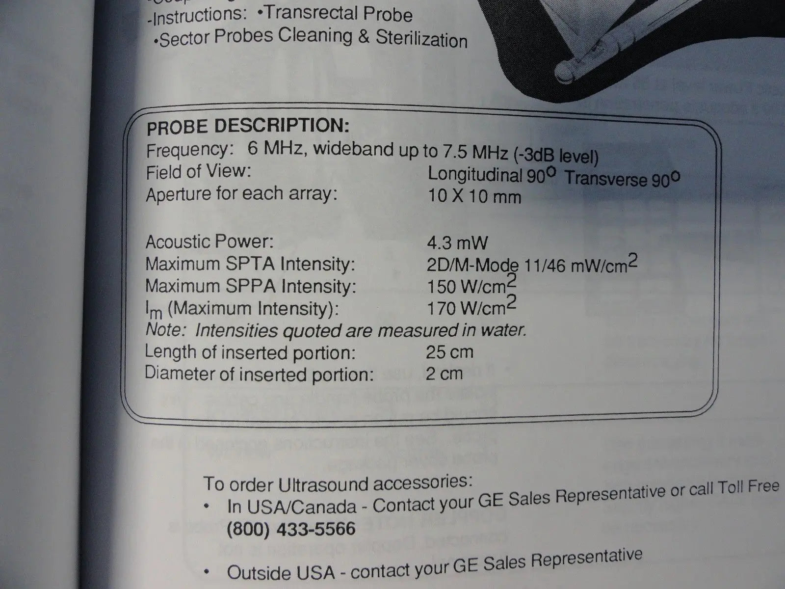 GE 6/TR P/N 46-280254 G1 Transrectal Ultrasound Probe for GE RT 3600 System*8694 DIAGNOSTIC ULTRASOUND MACHINES FOR SALE