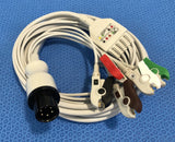 ECG EKG Cable 6 Pin 5 Leads Grabber AHA - Same Day Shipping - US Located