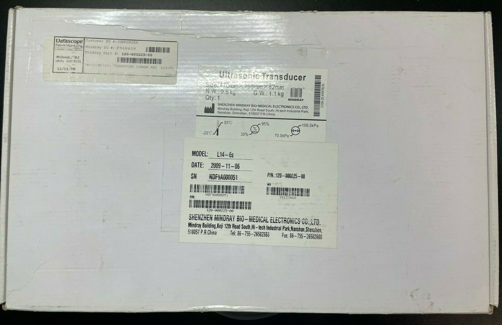 Mindray L14-6s Ultrasound Transducer (QTY 1 available) DIAGNOSTIC ULTRASOUND MACHINES FOR SALE