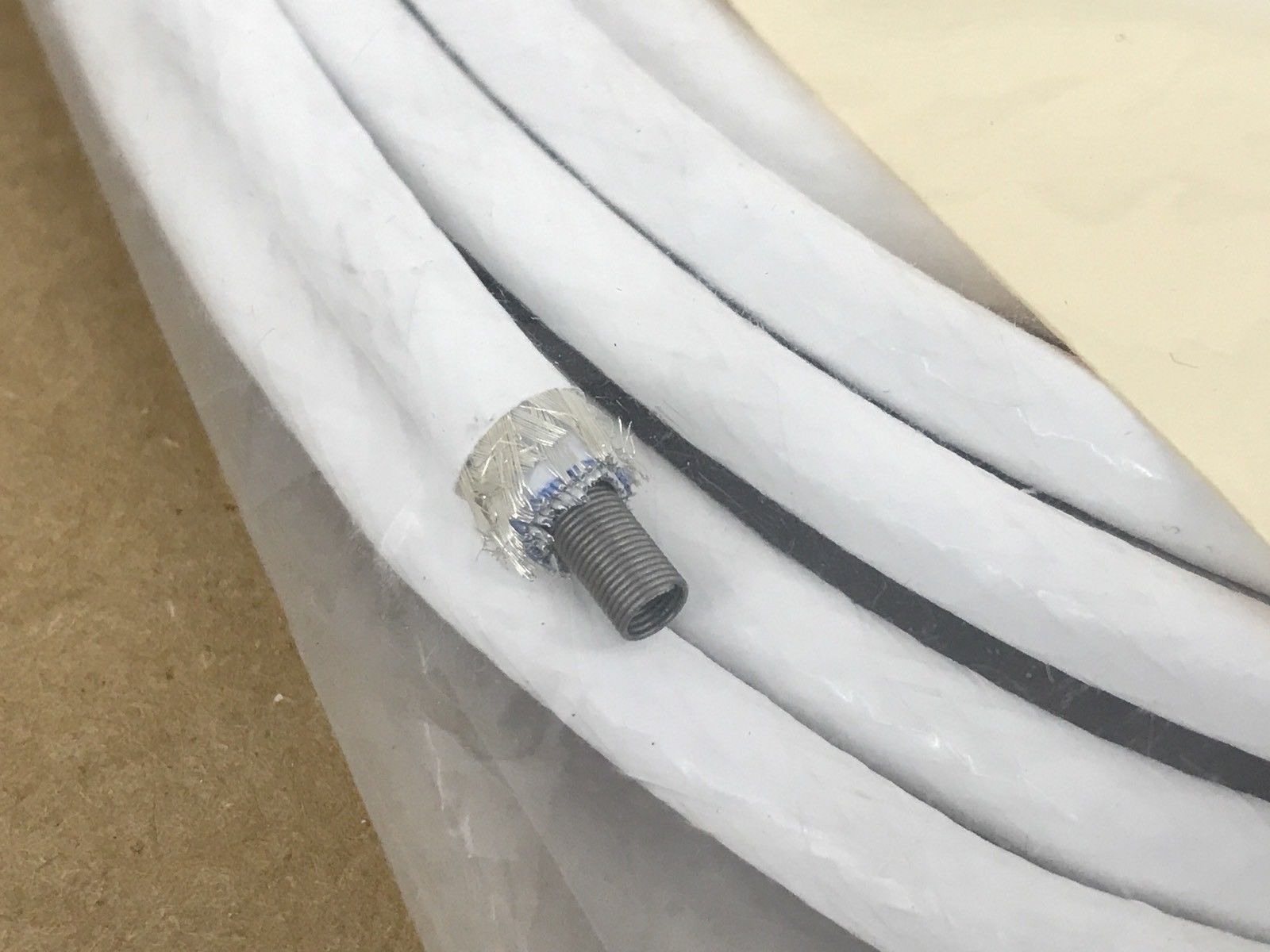 closeup of white cable wires